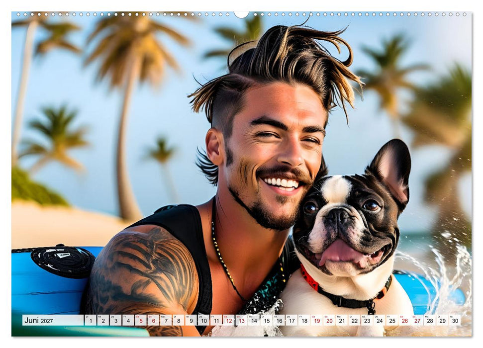 Bellen in den Wellen - Badespaß mit Hund (CALVENDO Premium Wandkalender 2027)