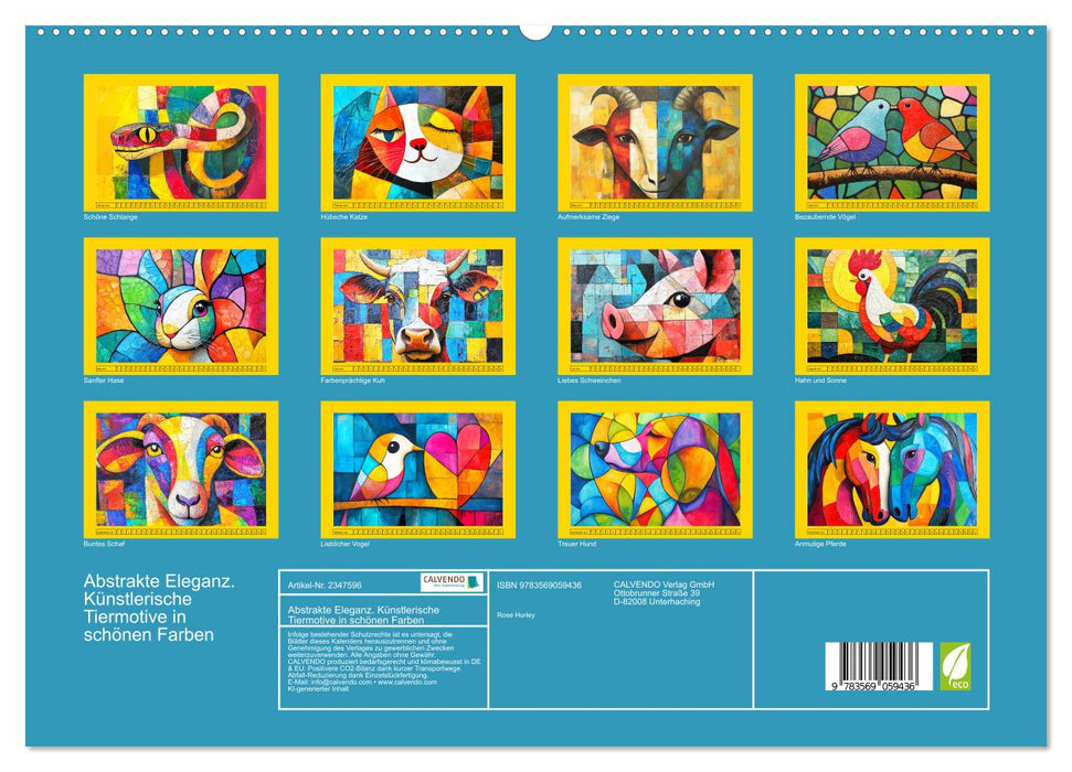 Abstrakte Eleganz. Künstlerische Tiermotive in schönen Farben (CALVENDO Premium Wandkalender 2027)