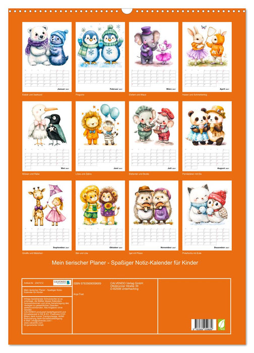 Mein tierischer Planer - Spaßiger Notiz-Kalender für Kinder (CALVENDO Wandkalender 2027)