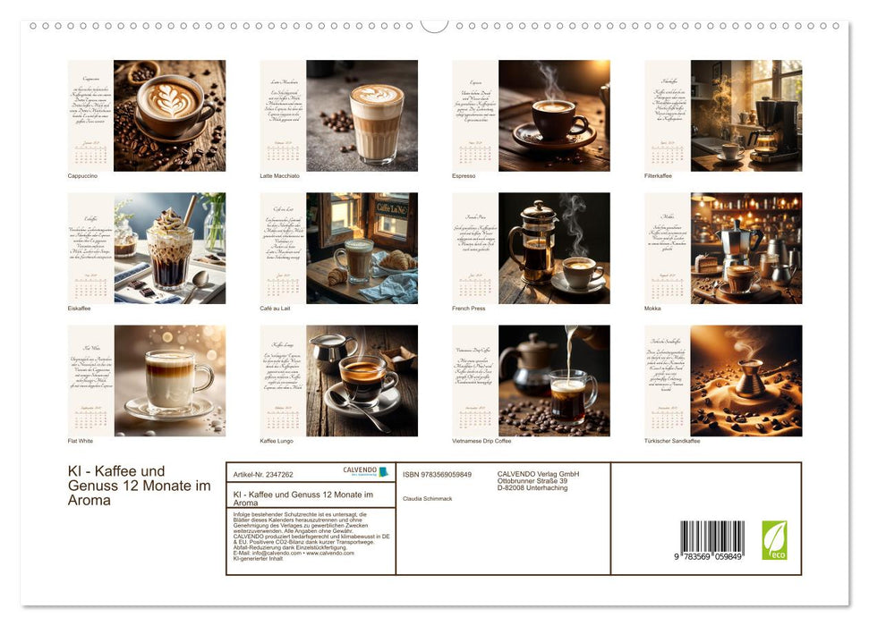 KI - Kaffee und Genuss 12 Monate im Aroma (CALVENDO Premium Wandkalender 2027)