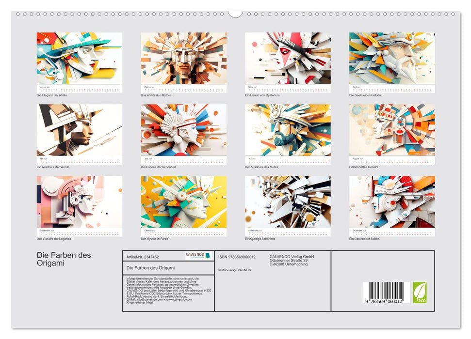 Die Farben des Origami (CALVENDO Premium Wandkalender 2027)