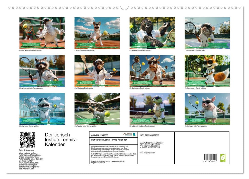 Der tierisch lustige Tennis-Kalender (CALVENDO Wandkalender 2027)
