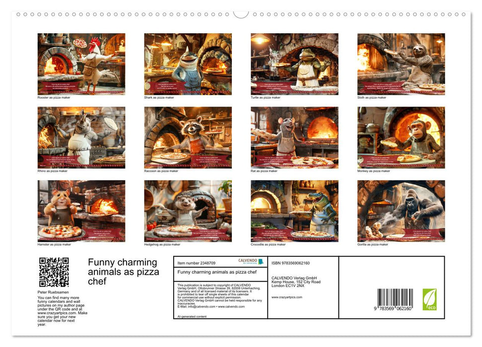 Funny charming animals as pizza chef (CALVENDO Premium-Calendar 2027)