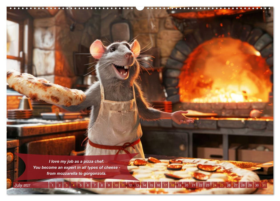 Funny charming animals as pizza chef (CALVENDO Premium-Calendar 2027)