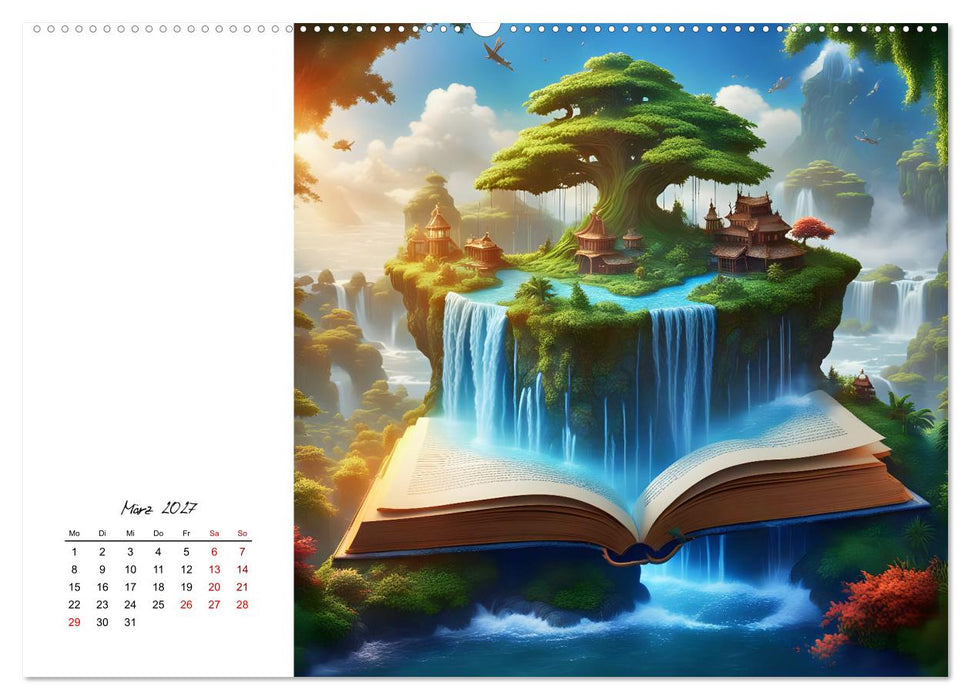 Fantastische surreale Bücherwelten (CALVENDO Premium Wandkalender 2027)