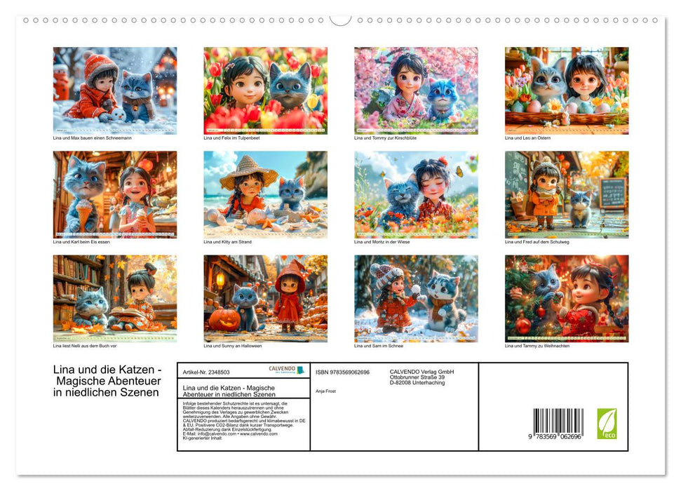 Lina und die Katzen - Magische Abenteuer in niedlichen Szenen (CALVENDO Premium Wandkalender 2027)