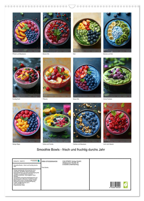 Smoothie Bowls - frisch und fruchtig durchs Jahr (CALVENDO Wandkalender 2027)