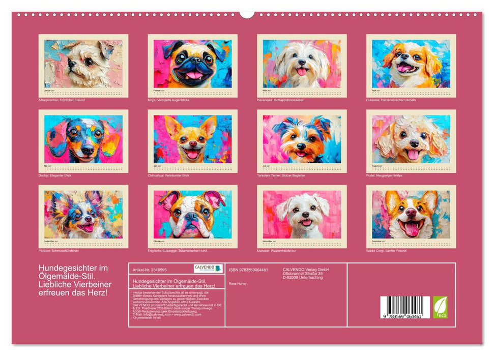 Hundegesichter im Ölgemälde-Stil. Liebliche Vierbeiner erfreuen das Herz! (CALVENDO Premium Wandkalender 2027)