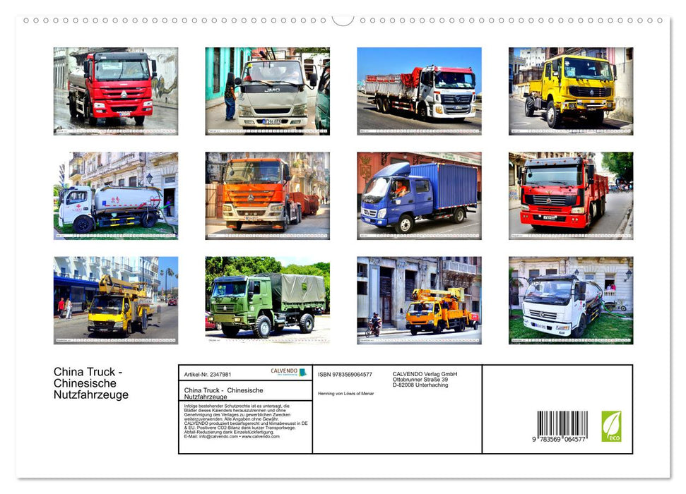 China Truck - Chinesische Nutzfahrzeuge (CALVENDO Premium Wandkalender 2027)