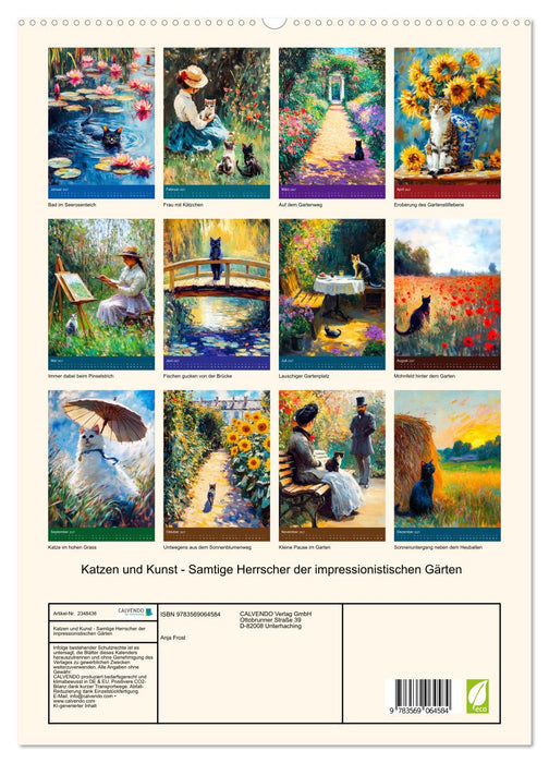 Katzen und Kunst - Samtige Herrscher der impressionistischen Gärten (CALVENDO Premium Wandkalender 2027)