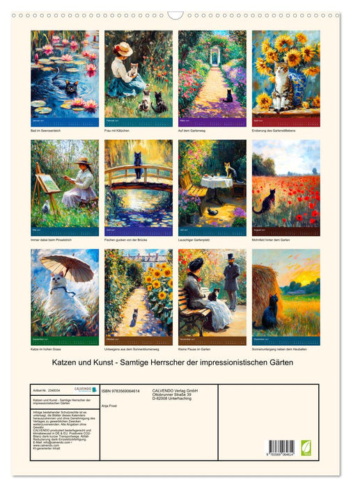 Katzen und Kunst - Samtige Herrscher der impressionistischen Gärten (CALVENDO Wandkalender 2027)