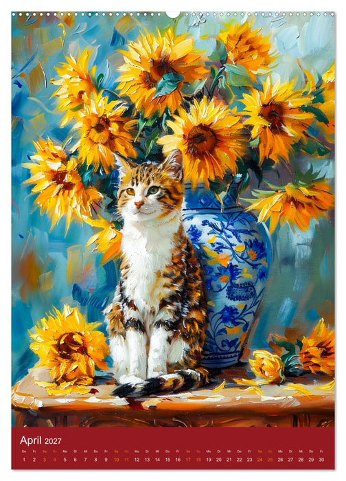 Katzen und Kunst - Samtige Herrscher der impressionistischen Gärten (CALVENDO Wandkalender 2027)