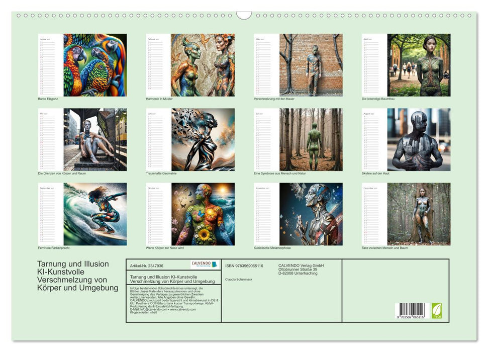 Tarnung und Illusion KI-Kunstvolle Verschmelzung von Körper und Umgebung (CALVENDO Wandkalender 2027)