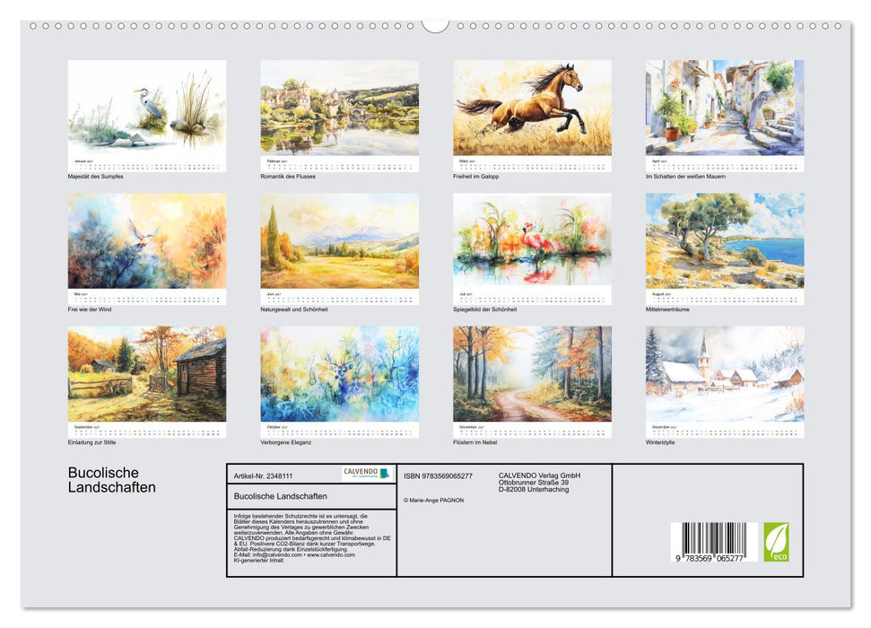Bucolische Landschaften (CALVENDO Premium Wandkalender 2027)