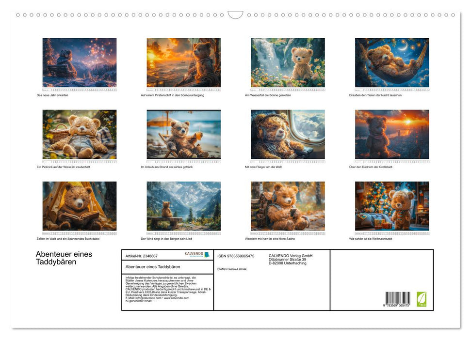 Abenteuer eines Taddybären (CALVENDO Wandkalender 2027)