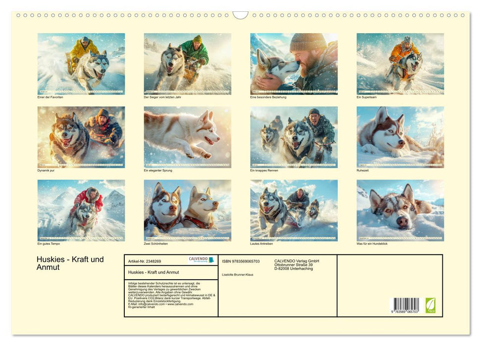 Huskies - Kraft und Anmut (CALVENDO Wandkalender 2027)