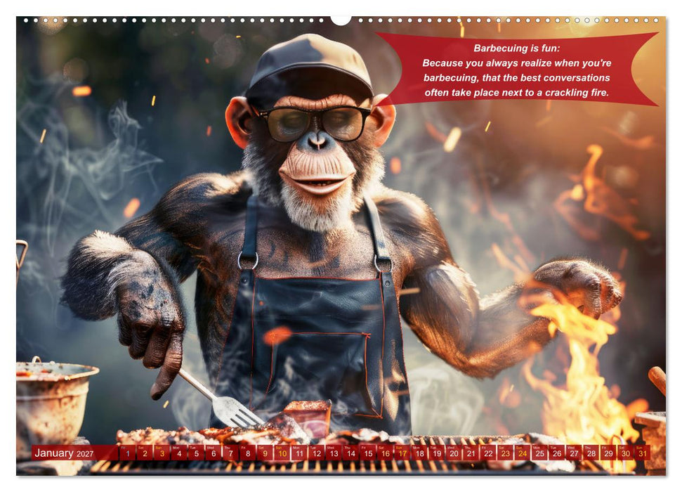 Funny charming animals as barbecue chef (CALVENDO Premium-Calendar 2027)