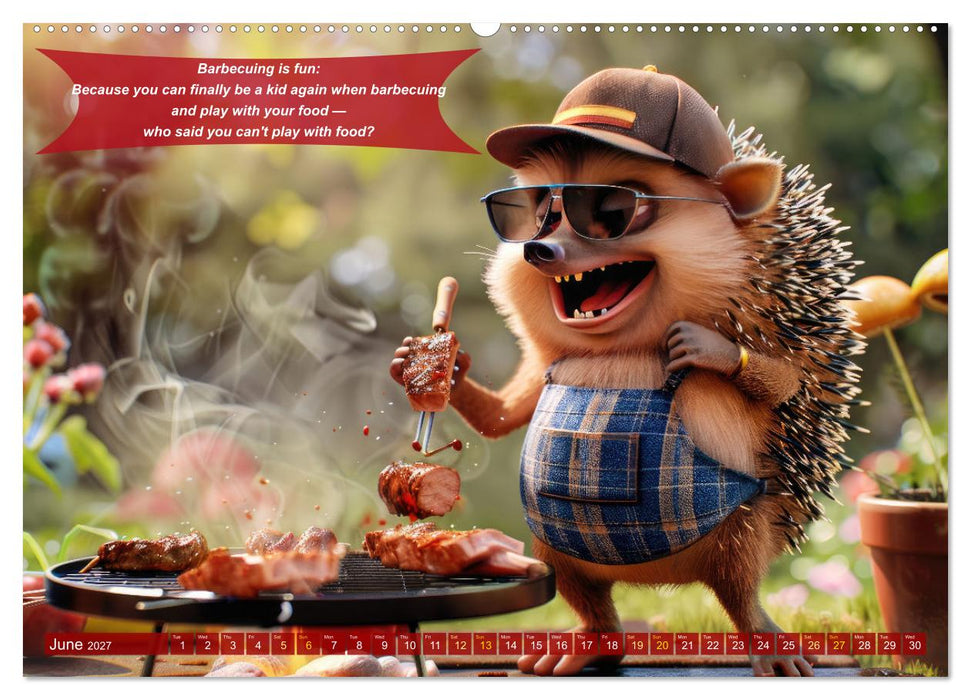 Funny charming animals as barbecue chef (CALVENDO Premium-Calendar 2027)