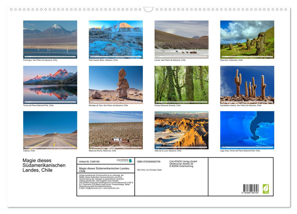 Magie dieses Südamerikanischen Landes, Chile (CALVENDO Wandkalender 2027)