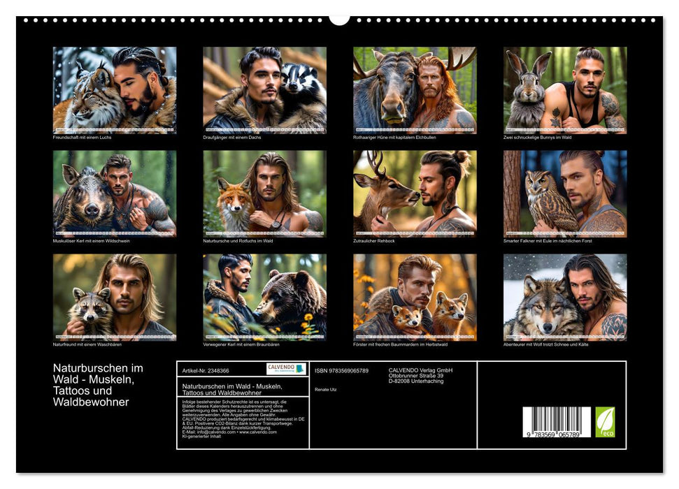 Naturburschen im Wald - Muskeln, Tattoos und Waldbewohner (CALVENDO Premium Wandkalender 2027)