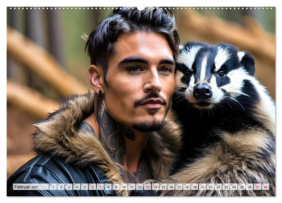 Naturburschen im Wald - Muskeln, Tattoos und Waldbewohner (CALVENDO Premium Wandkalender 2027)