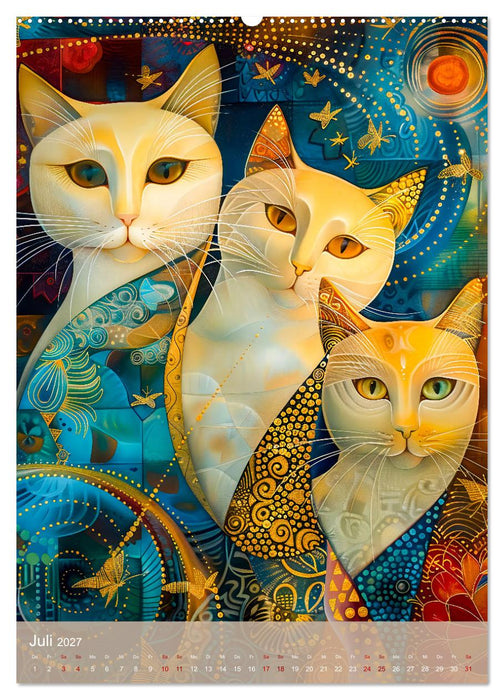 Astrale Katzen - Abstrakte Kunst für Katzenliebhaber (CALVENDO Premium Wandkalender 2027)