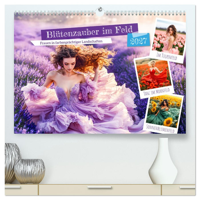 Blütenzauber im Feld - Frauen in farbenprächtiger Landschaften (CALVENDO Premium Wandkalender 2027)