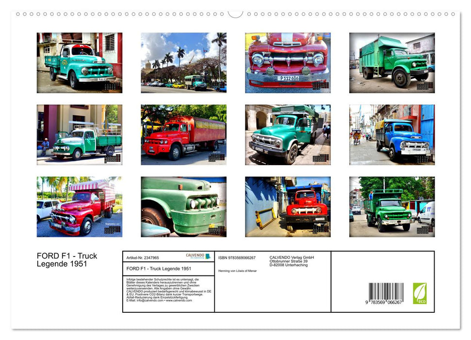 FORD F1 - Truck Legende 1951 (CALVENDO Premium Wandkalender 2027)