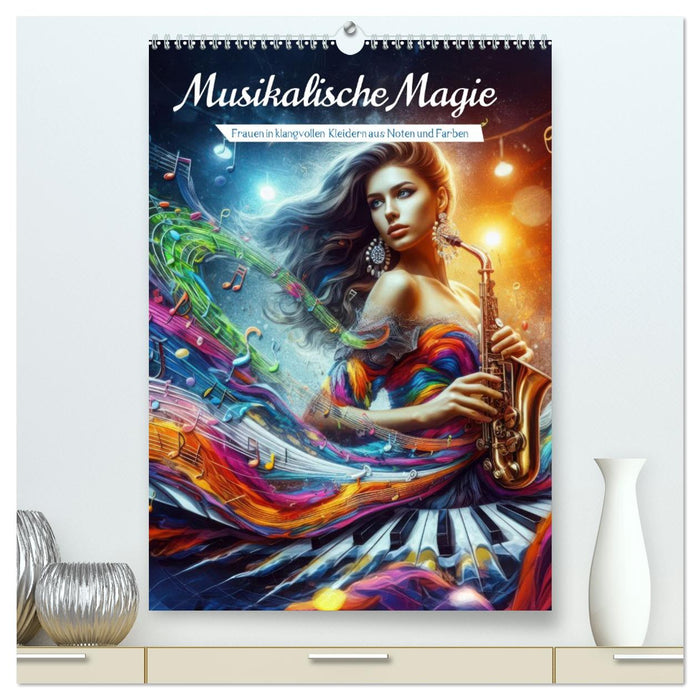 Musikalische Magie – Frauen in klangvollen Kleidern aus Noten und Farbe (CALVENDO Premium Wandkalender 2027)
