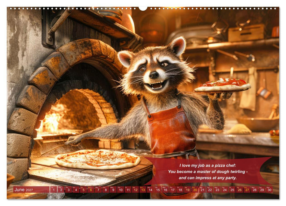Funny charming animals as pizza chef (CALVENDO Monthly Calendar 2027)