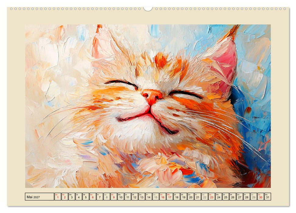 Katzengesichter im Ölgemälde-Stil. Liebliche Portraits fürs Herz (CALVENDO Wandkalender 2027)