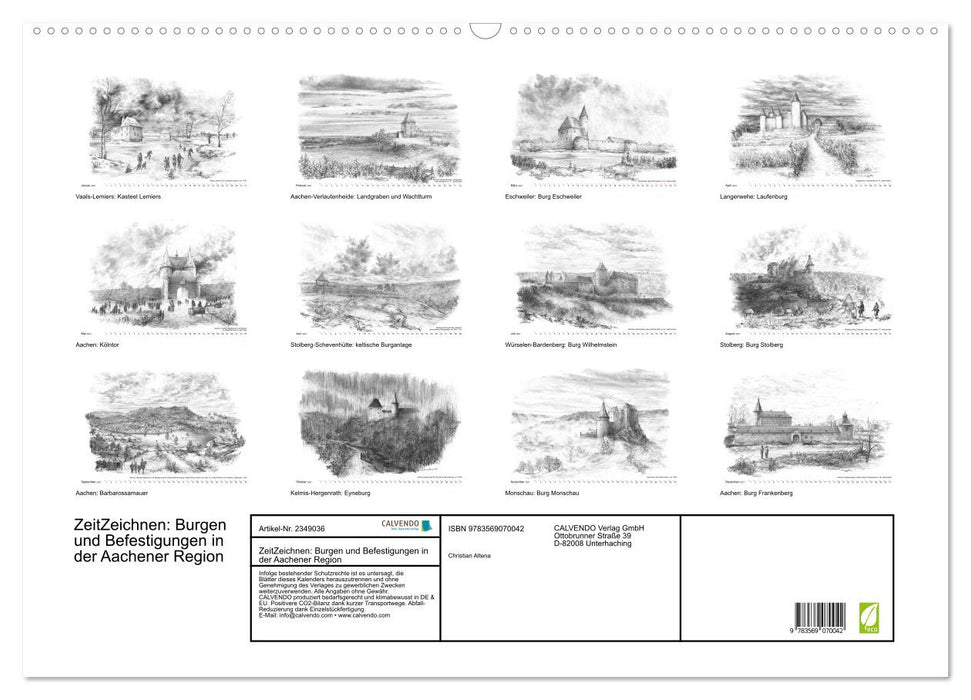ZeitZeichnen: Burgen und Befestigungen in der Aachener Region (CALVENDO Wandkalender 2027)