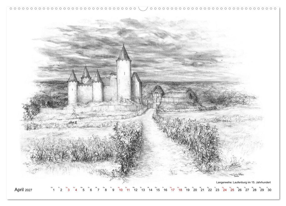 ZeitZeichnen: Burgen und Befestigungen in der Aachener Region (CALVENDO Wandkalender 2027)