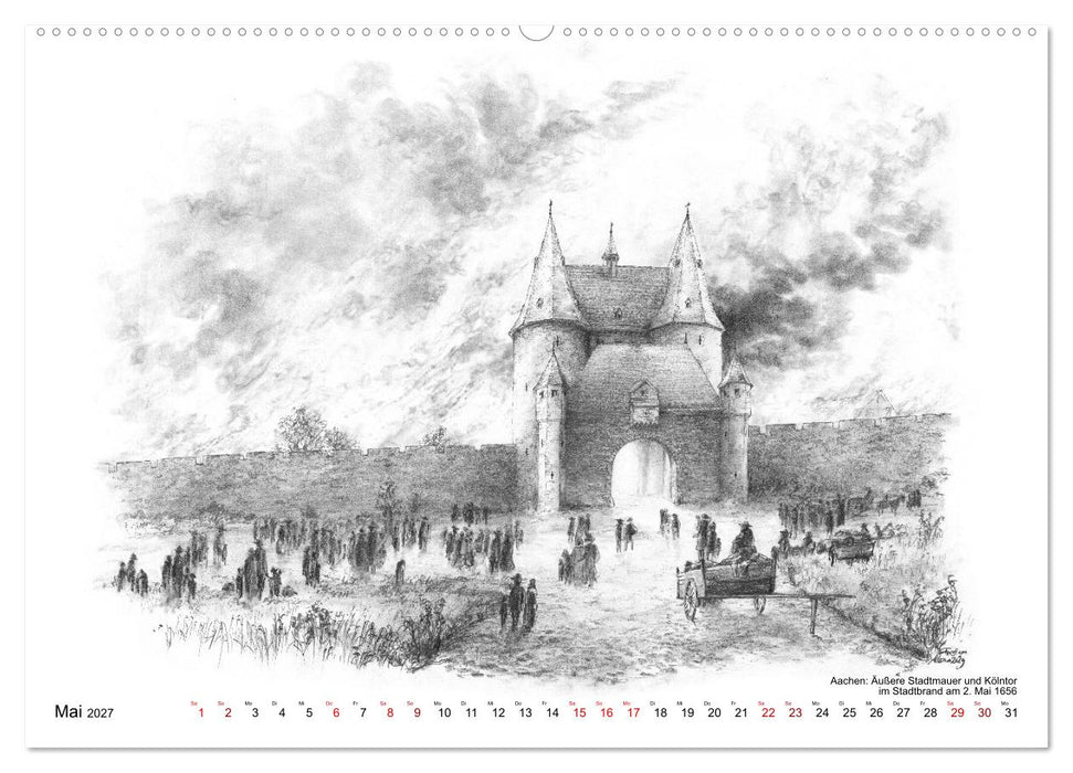 ZeitZeichnen: Burgen und Befestigungen in der Aachener Region (CALVENDO Wandkalender 2027)