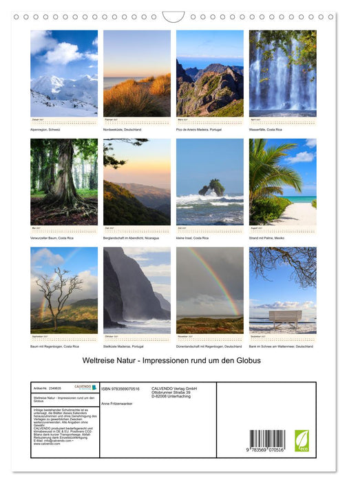 Weltreise Natur - Impressionen rund um den Globus (CALVENDO Wandkalender 2027)