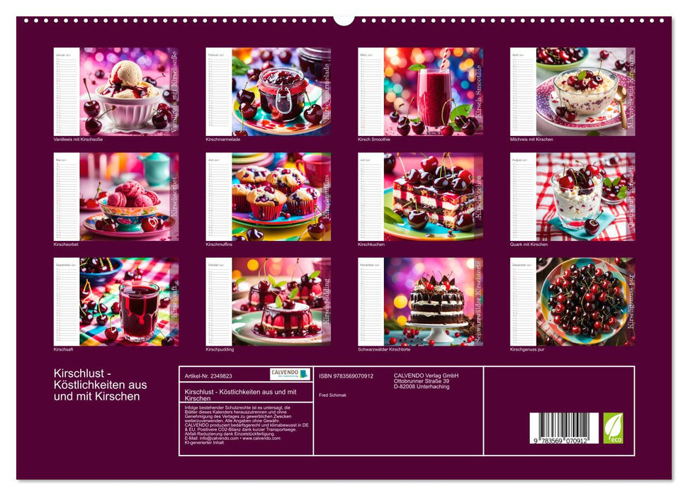 Kirschlust - Köstlichkeiten aus und mit Kirschen (CALVENDO Premium Wandkalender 2027)