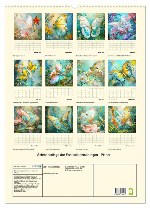 Schmetterlinge der Fantasie entsprungen - Planer (CALVENDO Wandkalender 2027)