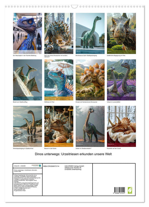 Dinos unterwegs: Urzeitriesen erkunden unsere Welt (CALVENDO Wandkalender 2027)