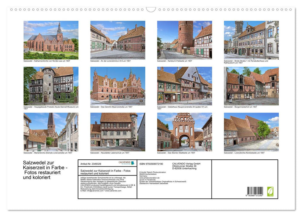 Salzwedel zur Kaiserzeit in Farbe - Fotos restauriert und koloriert (CALVENDO Wandkalender 2027)