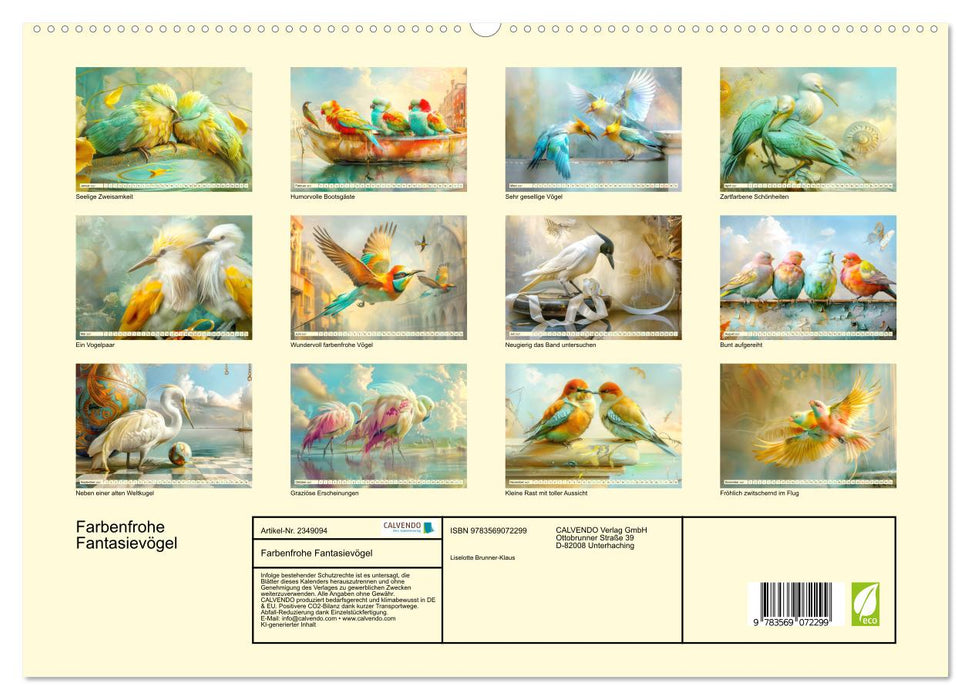 Farbenfrohe Fantasievögel (CALVENDO Premium Wandkalender 2027)