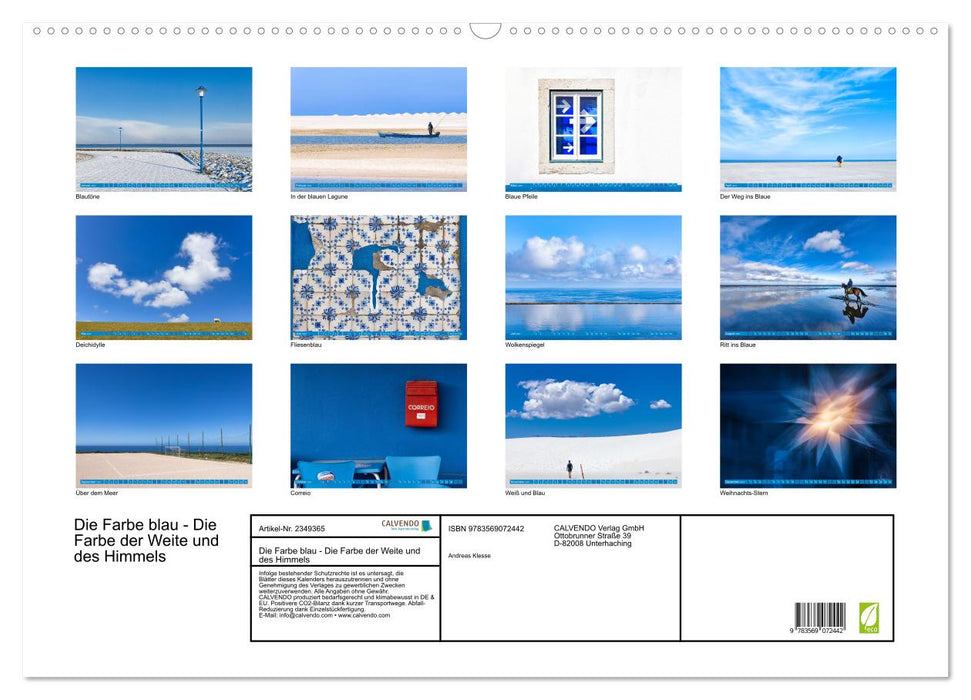 Die Farbe blau - Die Farbe der Weite und des Himmels (CALVENDO Wandkalender 2027)