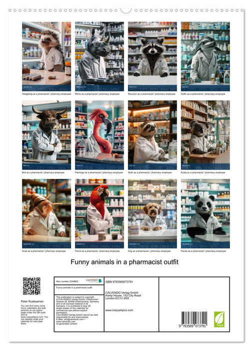 Funny animals in a pharmacist outfit (CALVENDO Premium-Calendar 2027)