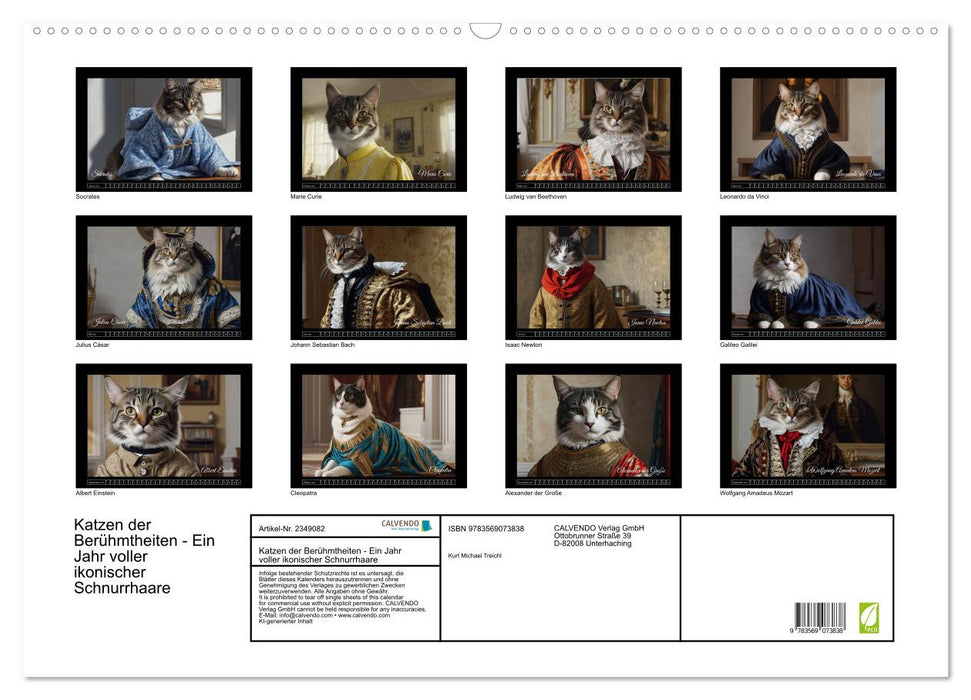 Katzen der Berühmtheiten - Ein Jahr voller ikonischer Schnurrhaare (CALVENDO Wandkalender 2027)