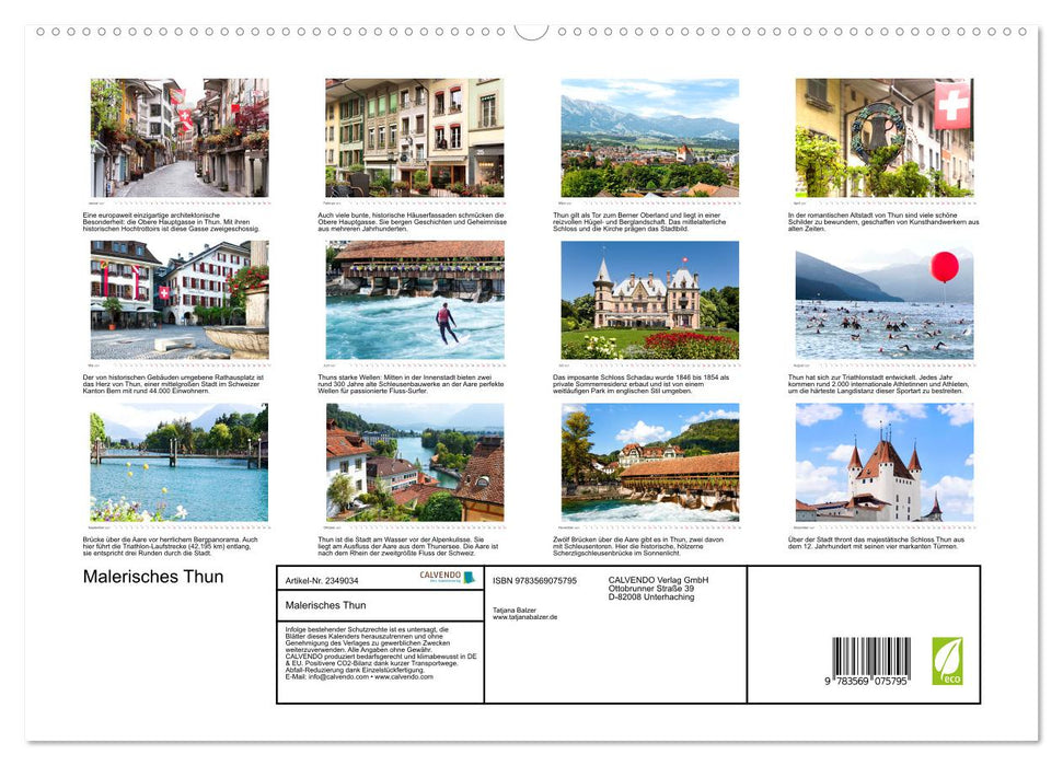 Malerisches Thun (CALVENDO Premium Wandkalender 2027)