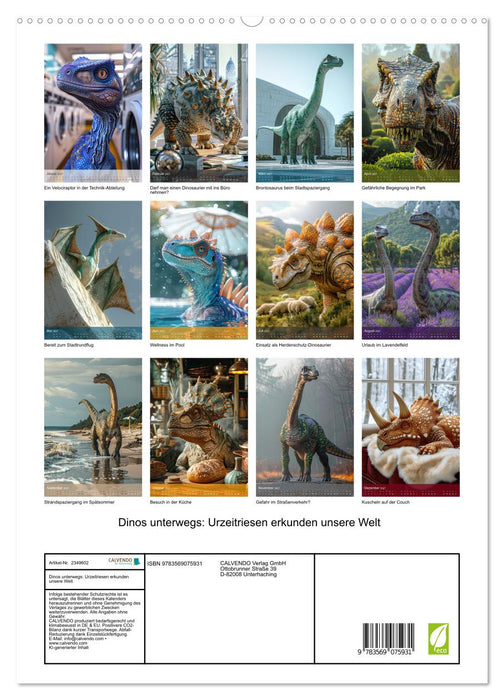 Dinos unterwegs: Urzeitriesen erkunden unsere Welt (CALVENDO Premium Wandkalender 2027)