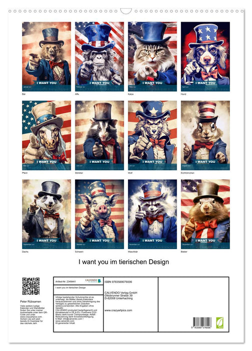 I want you im tierischen Design (CALVENDO Wandkalender 2027)