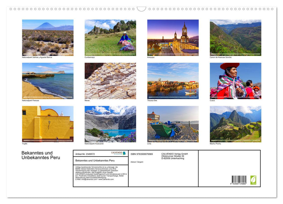 Bekanntes und Unbekanntes Peru (CALVENDO Wandkalender 2027)