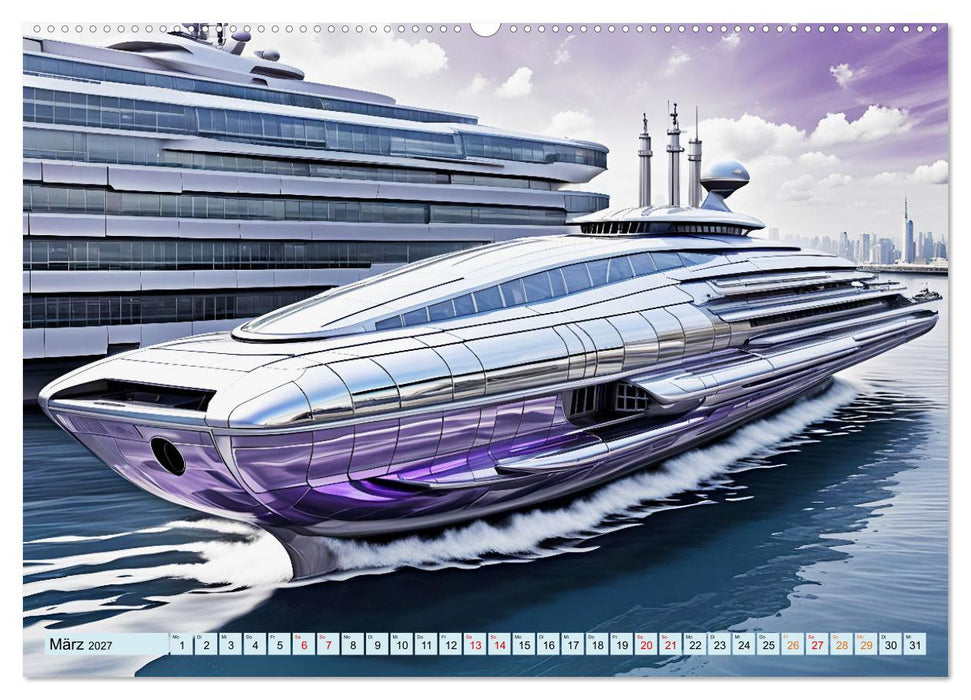 Wogen der Zukunft - Futuristische Jachten (CALVENDO Premium Wandkalender 2027)