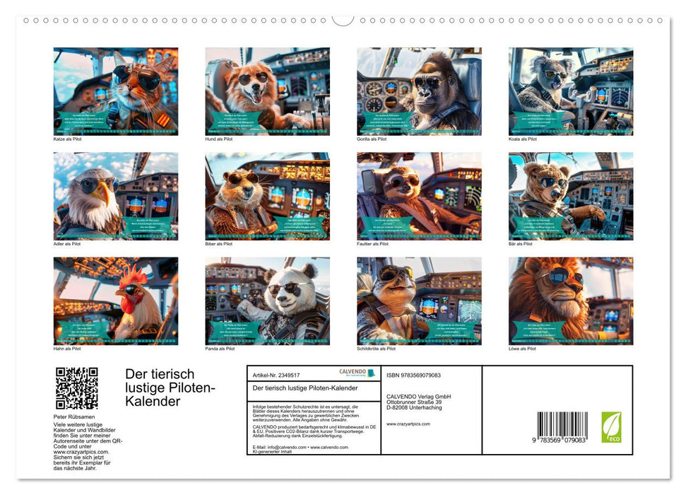 Der tierisch lustige Piloten-Kalender (CALVENDO Premium Wandkalender 2027)