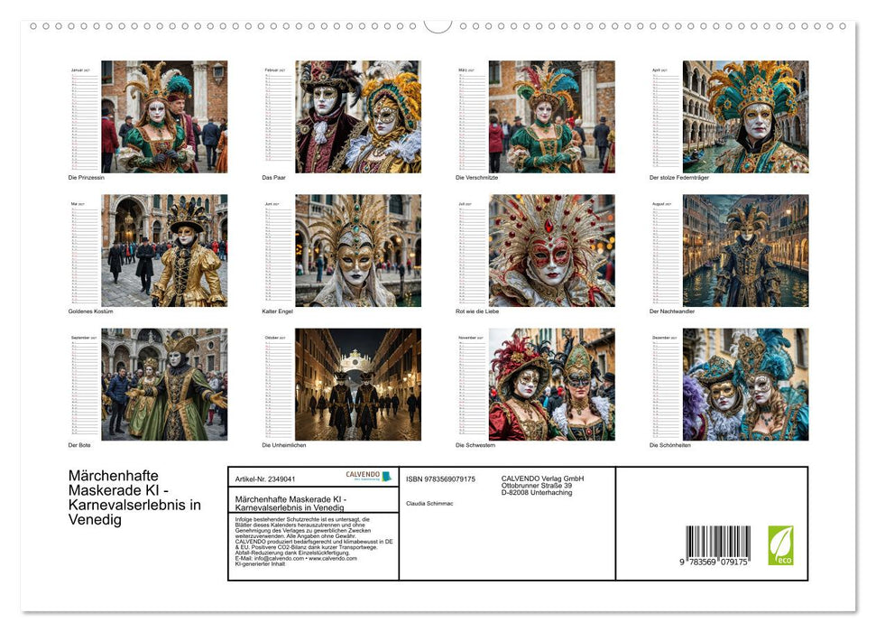 Märchenhafte Maskerade KI - Karnevalserlebnis in Venedig (CALVENDO Premium Wandkalender 2027)